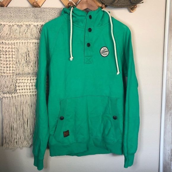Volcom Green Henley Style Hoodie Small - Picture 1 of 6